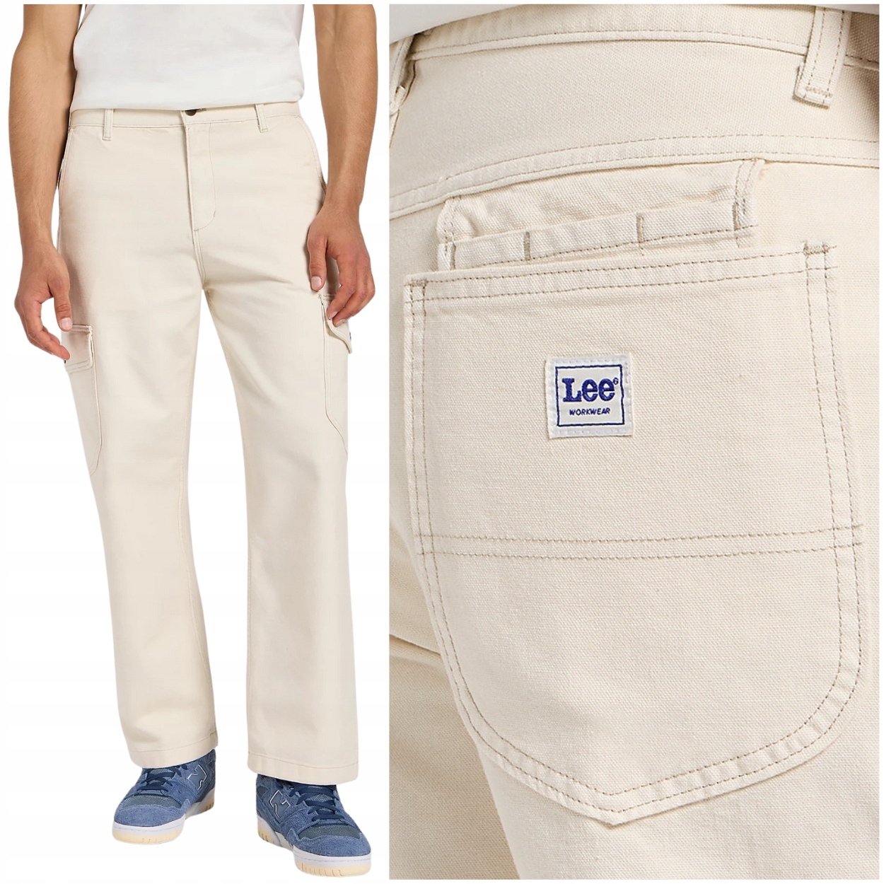 Lee Workwear Utility Pant Ecru volné bílé kapsáče W32 L34