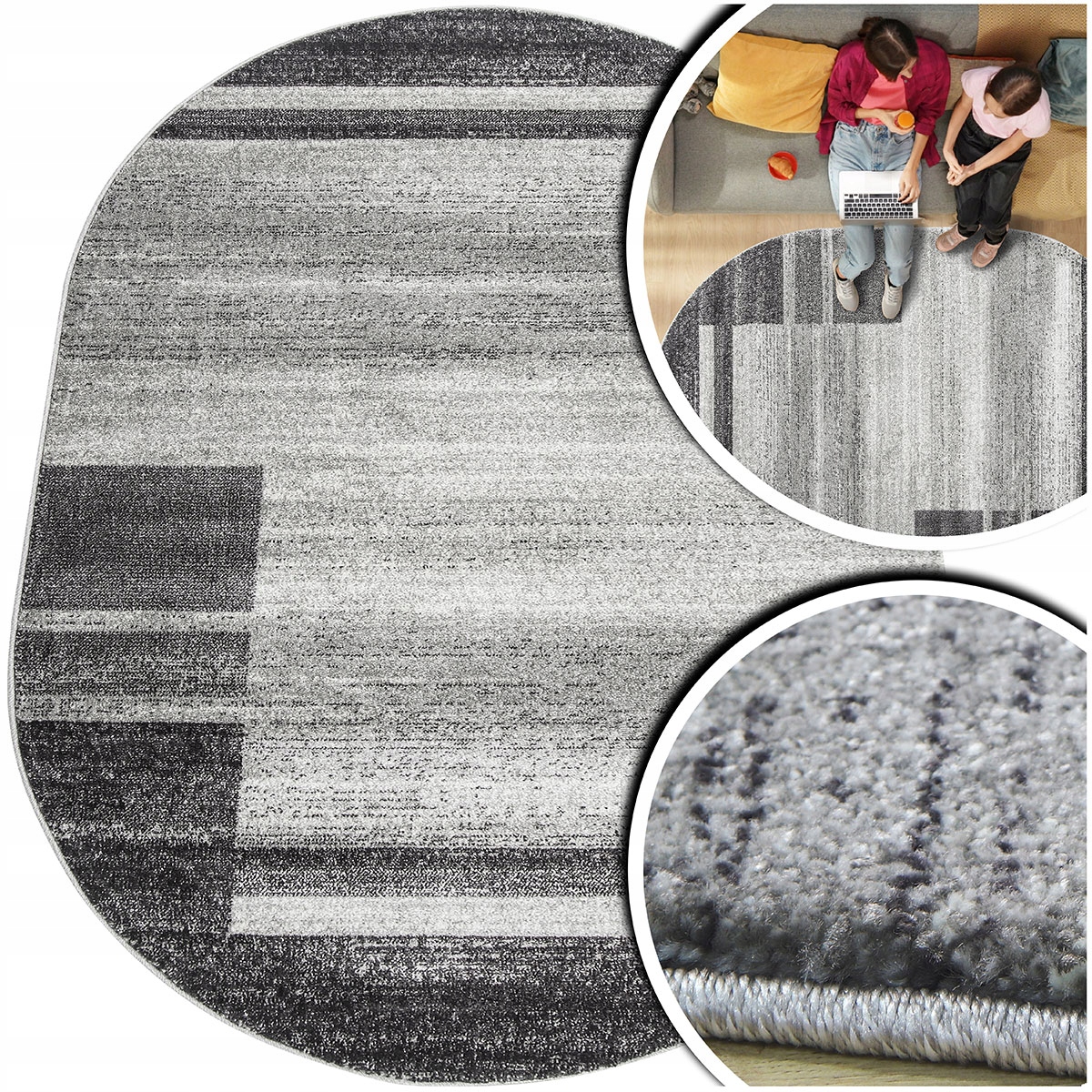 Koberec Oválný Moderní Módní Šedý Koberec Do Obývacího Pokoje Adventure 120x170