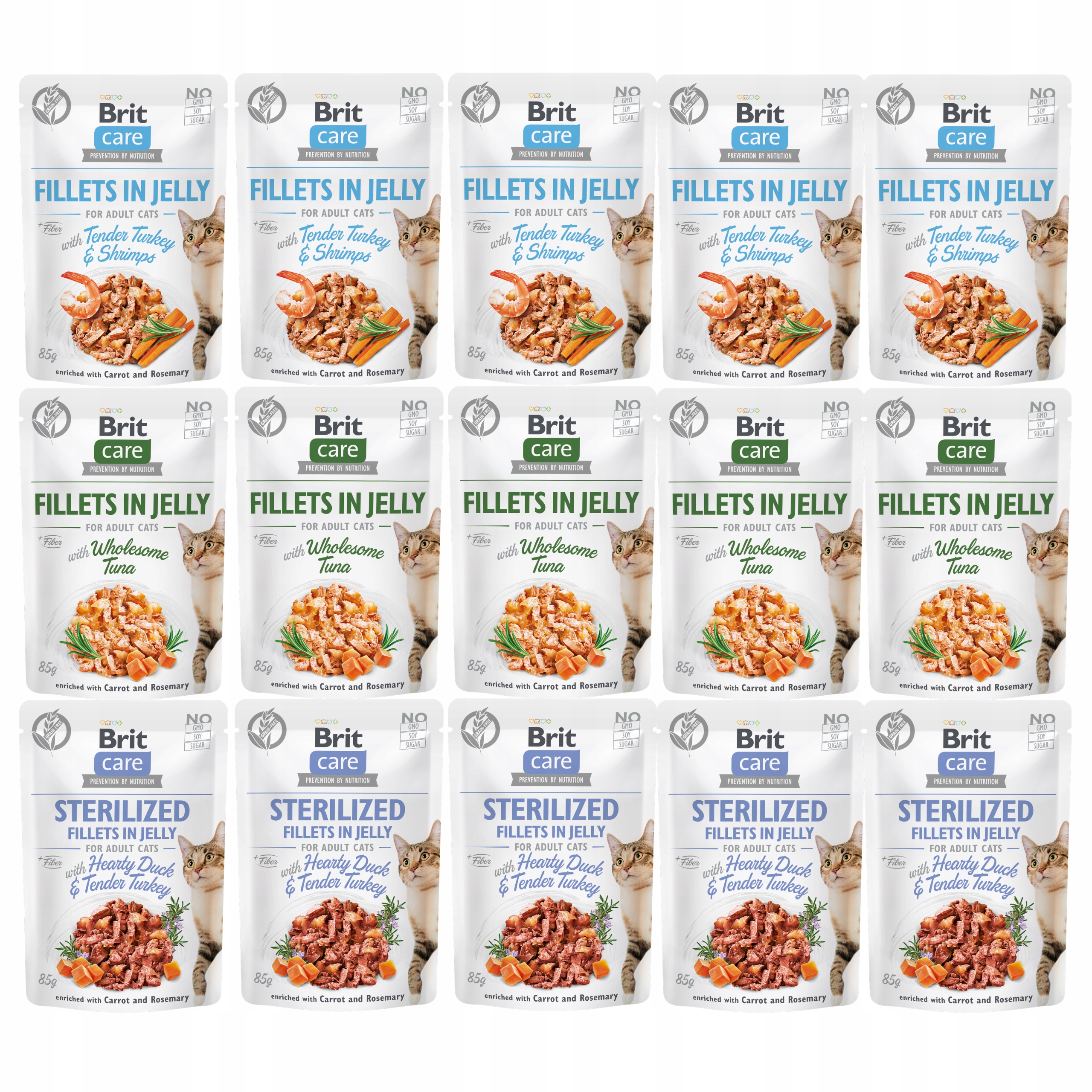 Brit Care Cat krmivo pro kočky pro kočky mix chutí 15 x 85 g