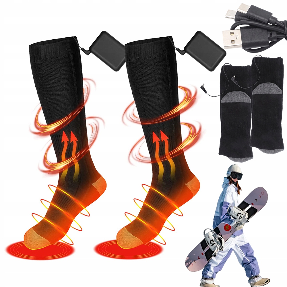 Podgrzewane Skarpety Z Akumulatorem 4-8H Ciepła Komfortowa Zimowa Ochrona