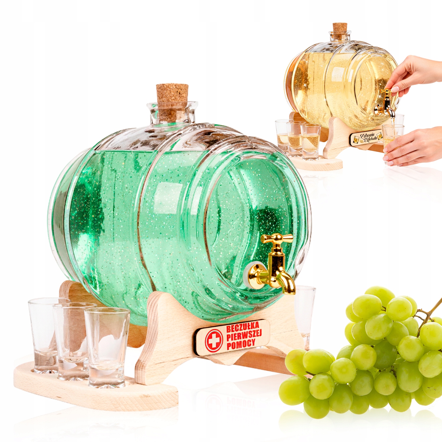 Skleněný Sud 4L na Víno s Tabulkou Skleničky