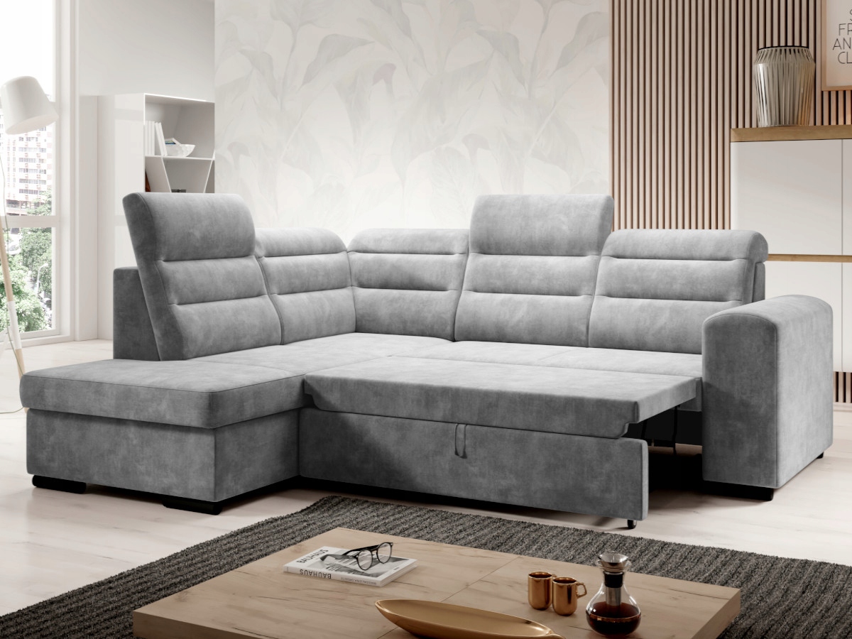 Rohová Sedací Souprava 260 x 202 x 103 nastavitelné opěrky hlavy funkce spaní Moon O-sofa