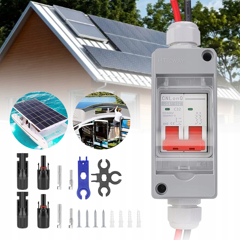 ODPOJOVAČ DC 500 V, ODPOJOVAČ DC 32 A, 2-PÓLOVÝ VYPÍNAČ DC, S KABELEM