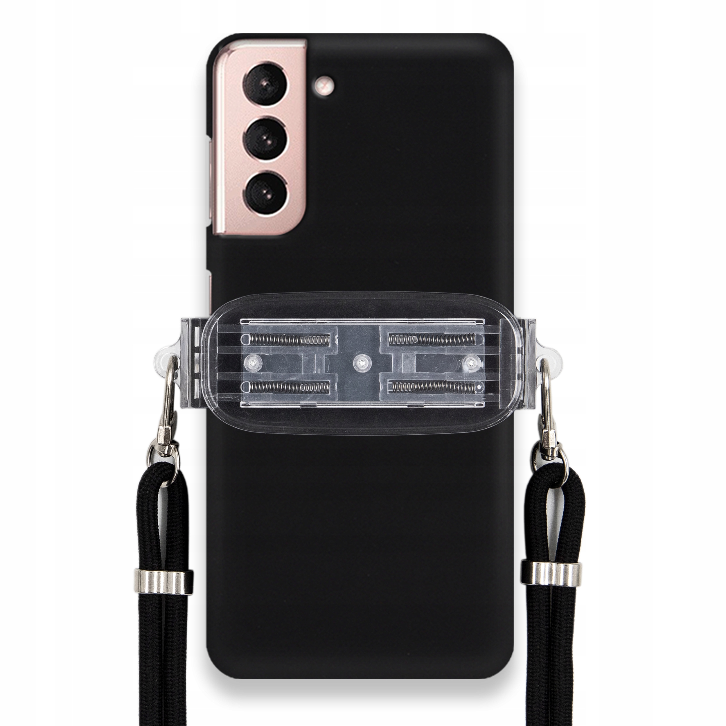 Puzdro Pre Samsung S21 Smooth Case Ochrana Univerzálny Držiak Čierna Šnúrka