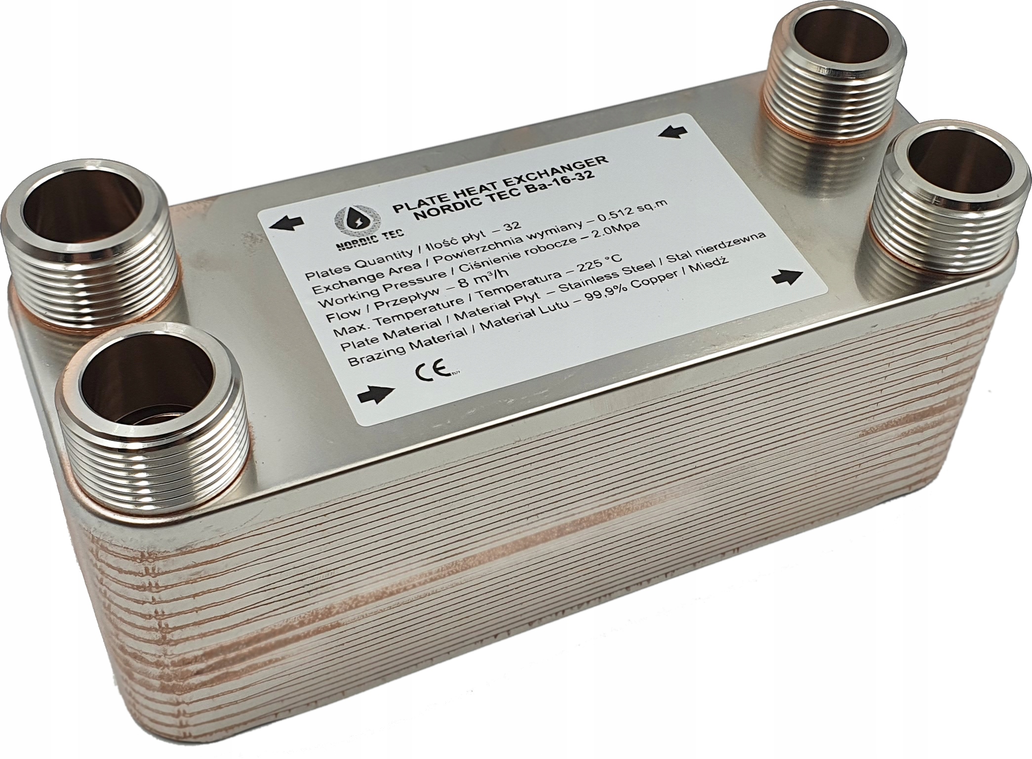 

Wymiennik ciepła Nt 40kW 4x 1" 32-płytowy