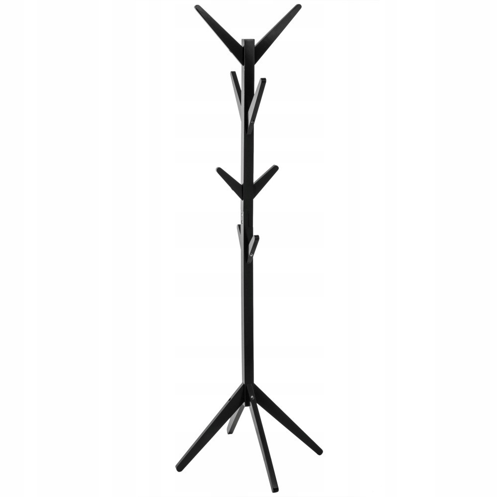 Wieszak Na Ubrania Stojak Na Kurtki Płaszcze Czarny Mdf 178X60,5 CM