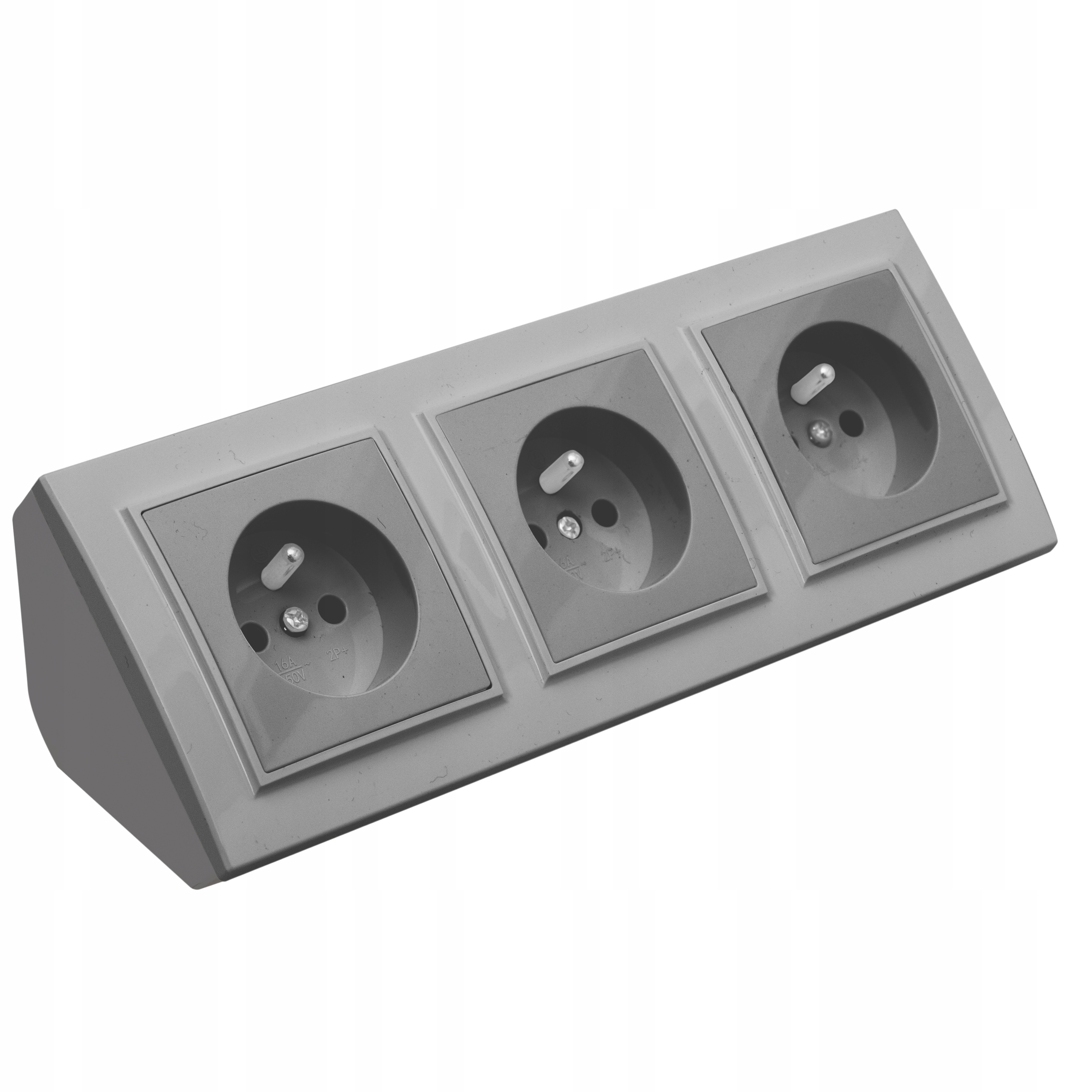 Gniazdo Potrójne Meblowe Narożne Kuchenne Blatowe Biurkowe Szare Listwa