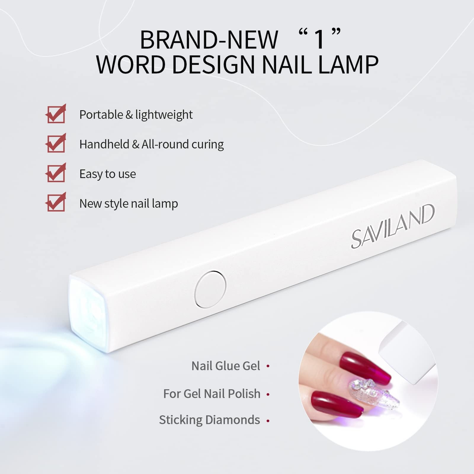 SAVILAND Mini Lampa UV LED Do Paznokci Ochrona Skóry Przenośna Dla Kobiet — miniatura 2