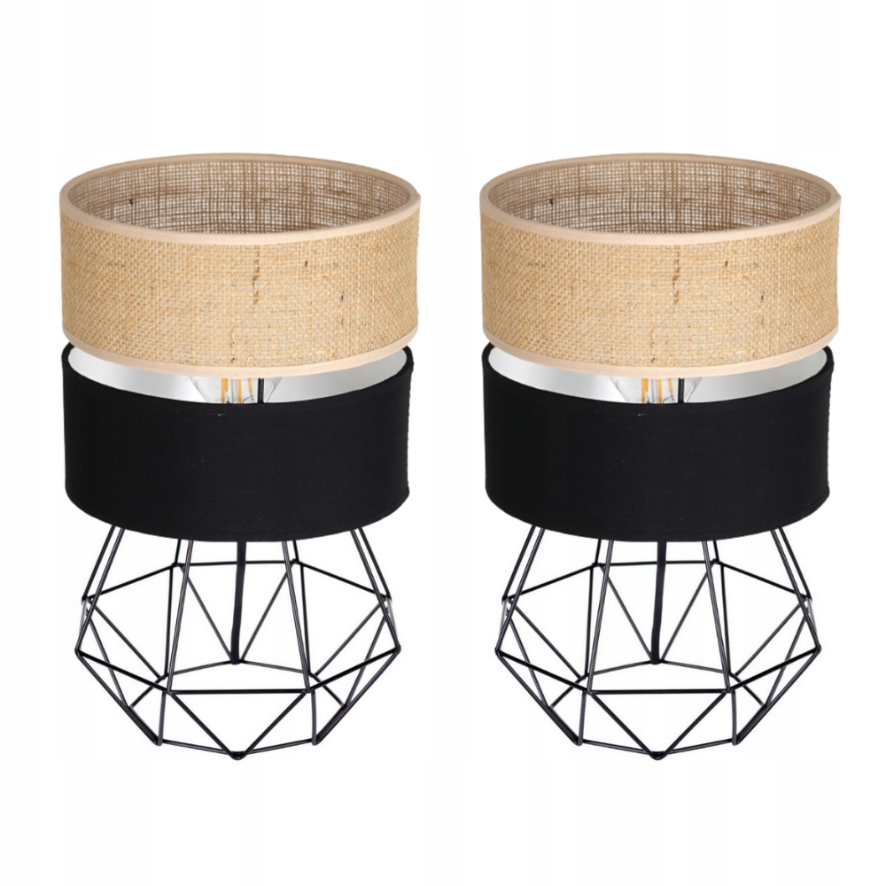 

2 Lampki Nocne Stołowe Juta Boho Jutowe Zestaw