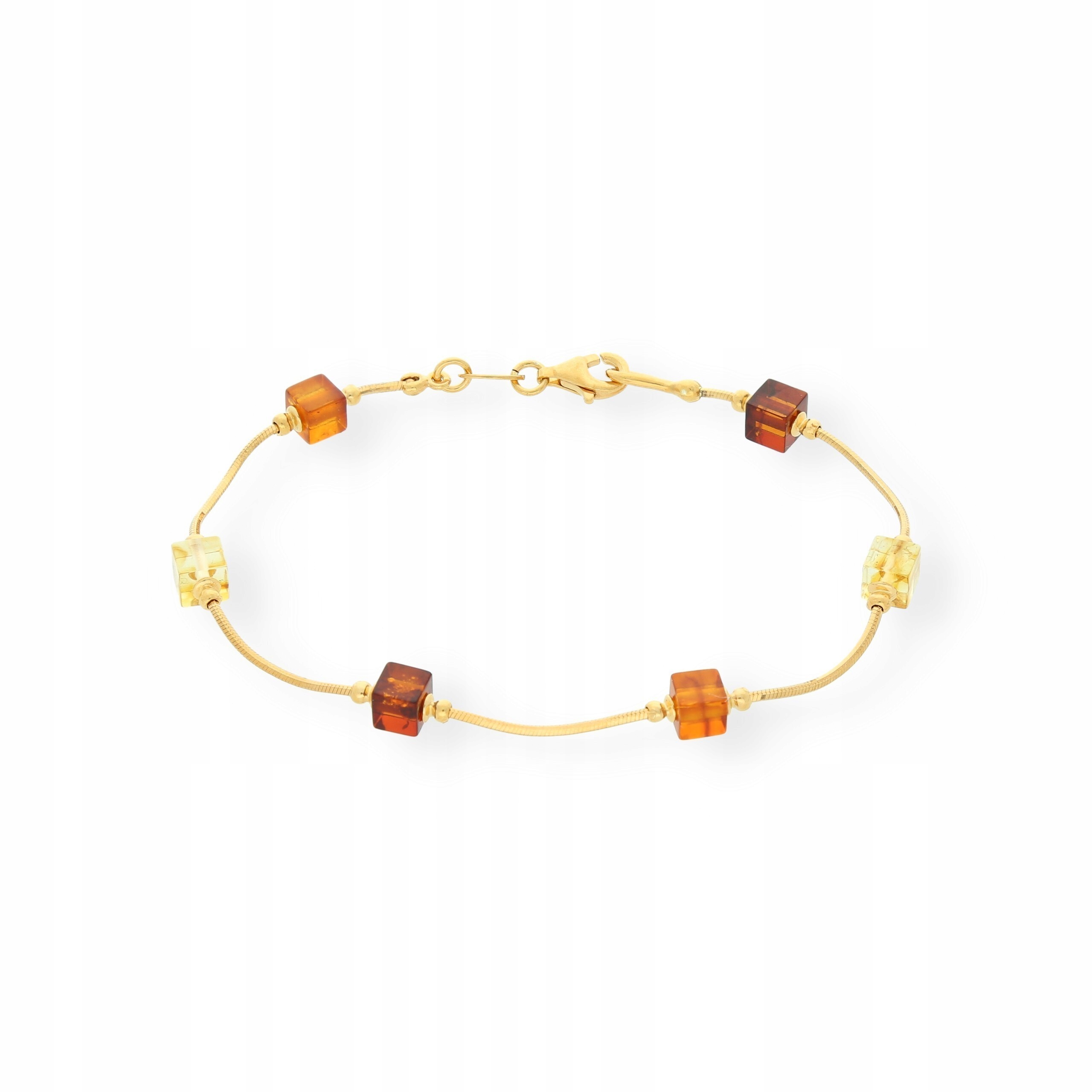 Złota Bransoletka Kosteczki Z Bursztynem