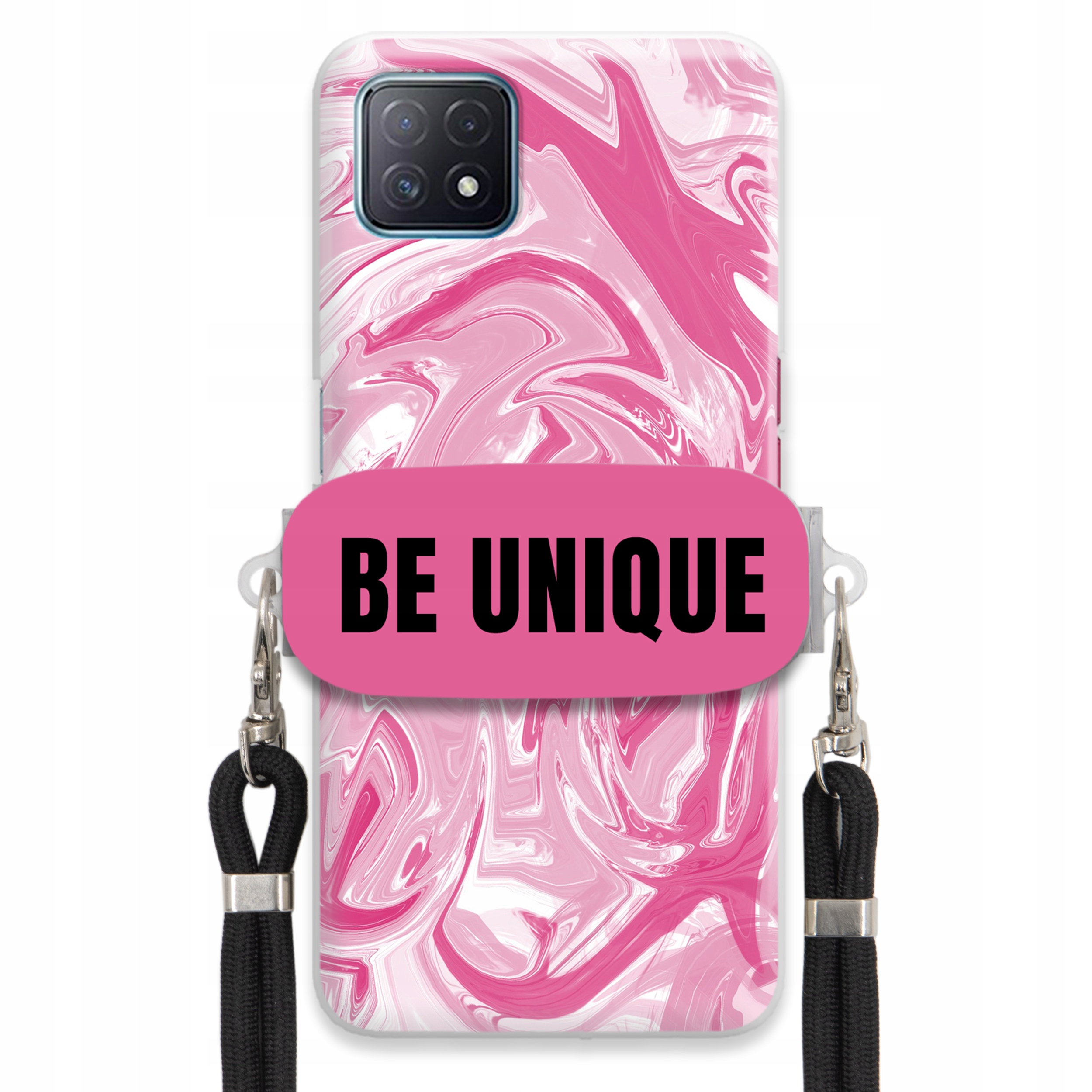 Puzdro pre Oppo A72 5G držiak šnúrka Čierna Ružová Mramor Be Unique