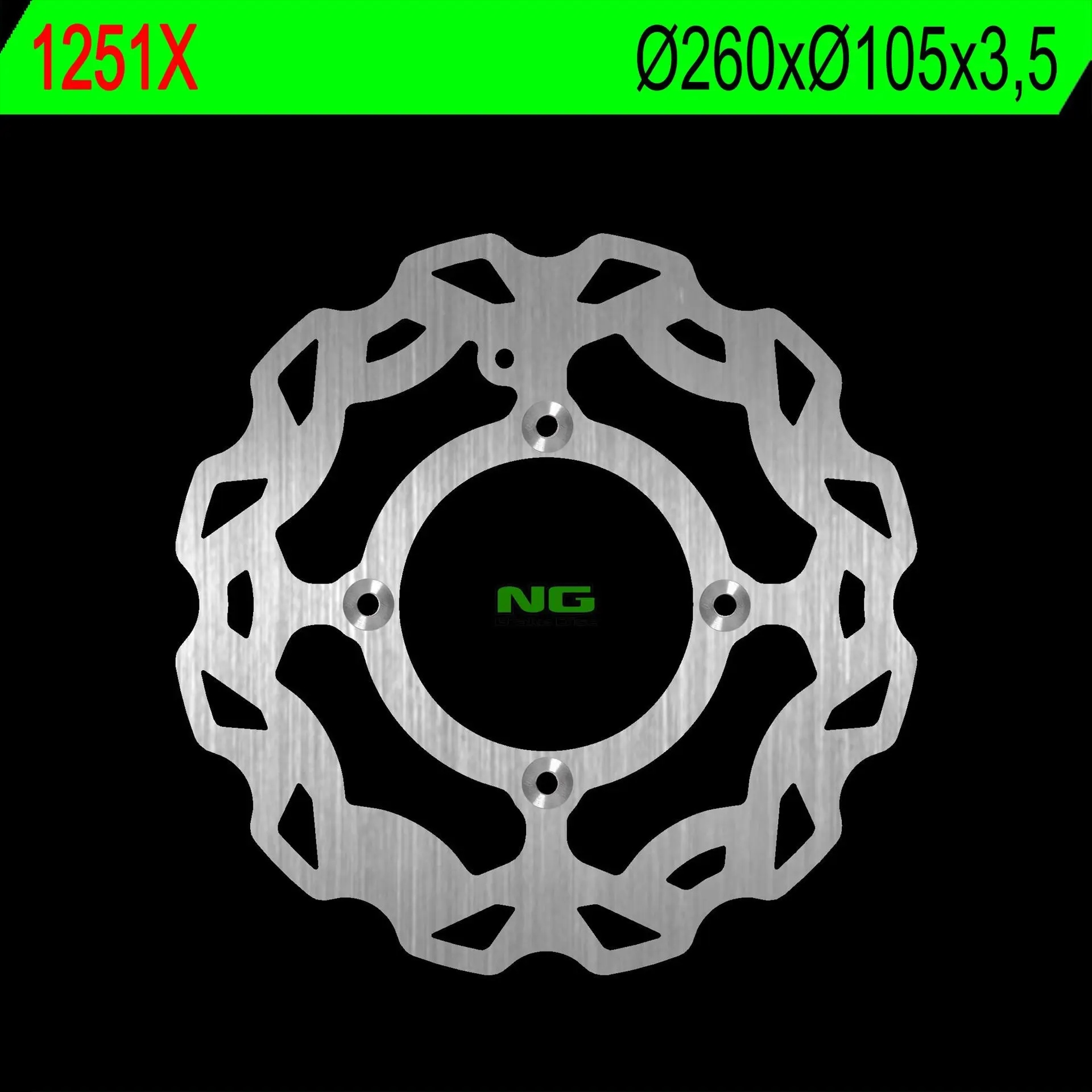 Predný brzdový kotúč NG1251X (260X105X3.5) Wave