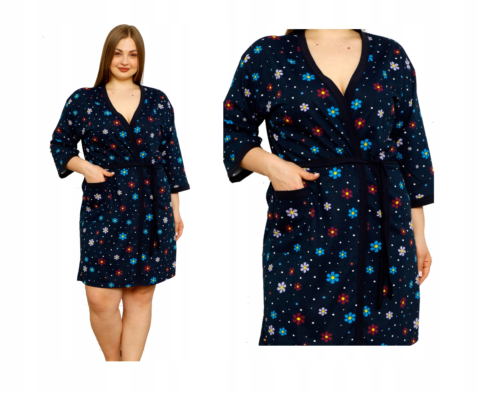 SZLAFROK DAMSKI plus size duży bawełniany PODOMKA