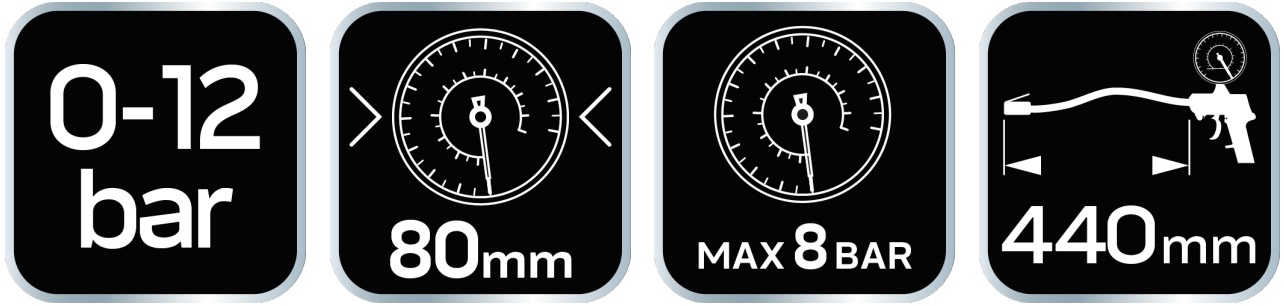 NEO 14-718 насосный пистолет манометр 80 мм