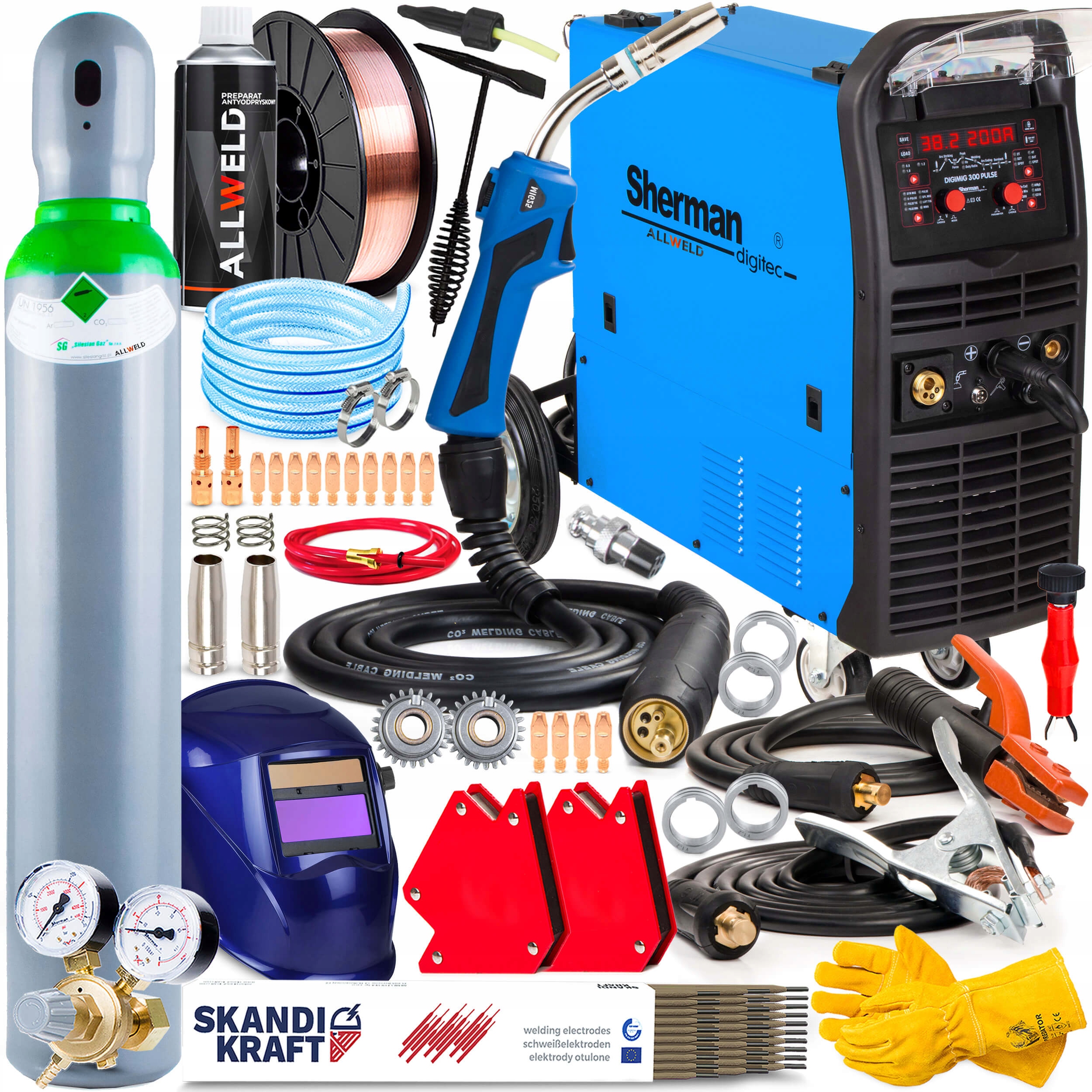 Poloautomatický Svařovací Stroj Sherman Digimig 300 Pulse Mig Mag Mma Tig Puls 200A