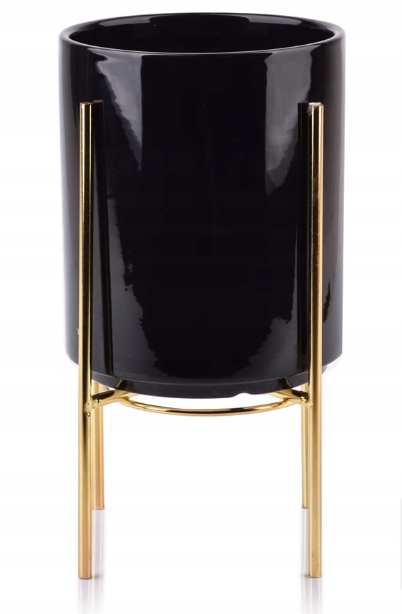 Neva Elegantná Obal Na Kvetináč na kvetináč, čierny, zlaté prvky, 12,8 x 15,5 cm