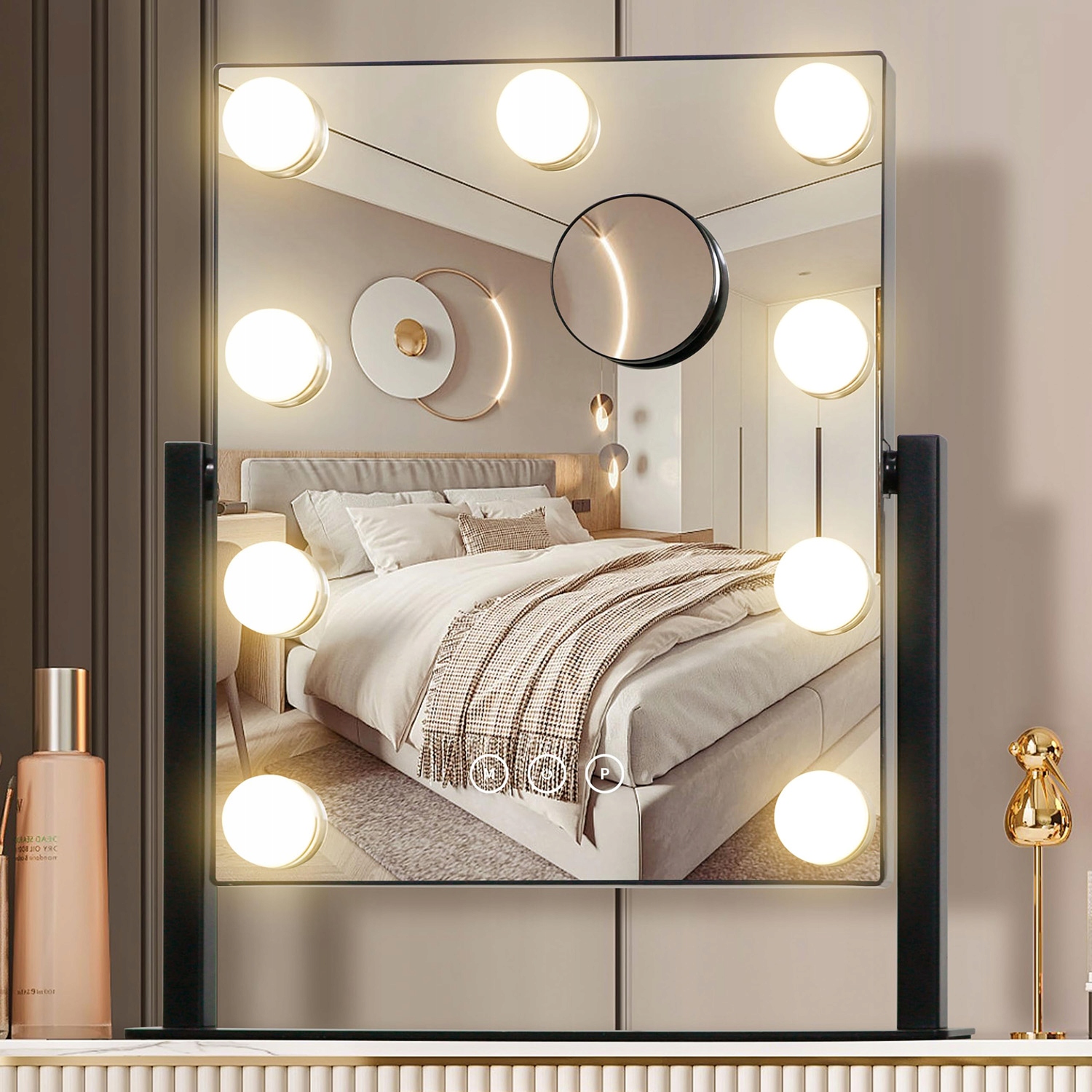 Kosmetické podsvícené zrcátko na make-up 9 Led Hollywood s 9 žárovkami