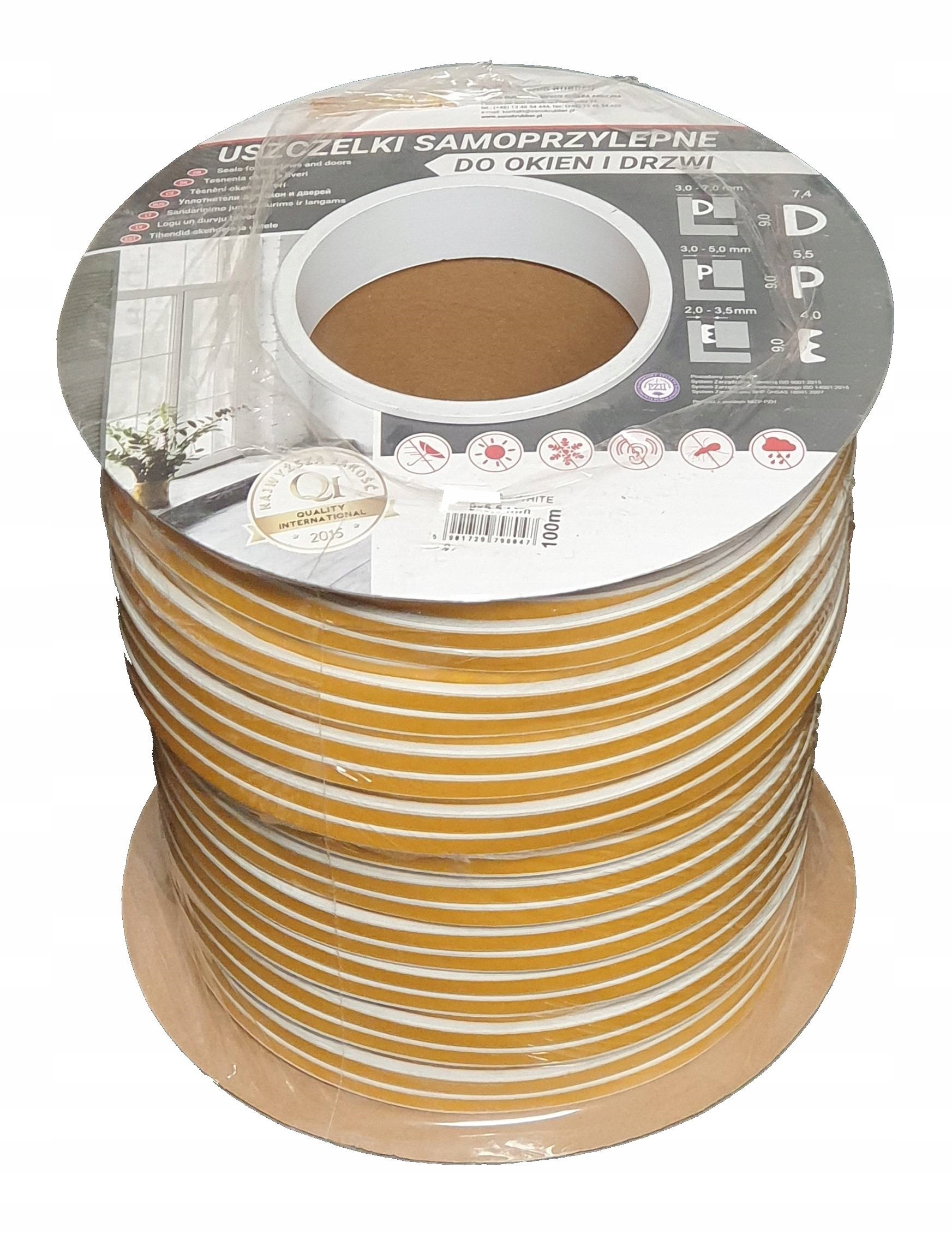 USZCZELKA DO DRZWI I OKIEN PROFIL P BRĄZOWA 100M Długość (cm) 100