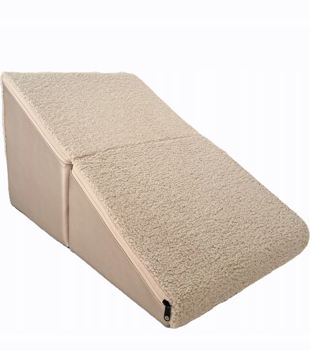 Schody podest dla psa 2w1 Pufa Eco Skóra Capucino Boucle Baranek Capucino