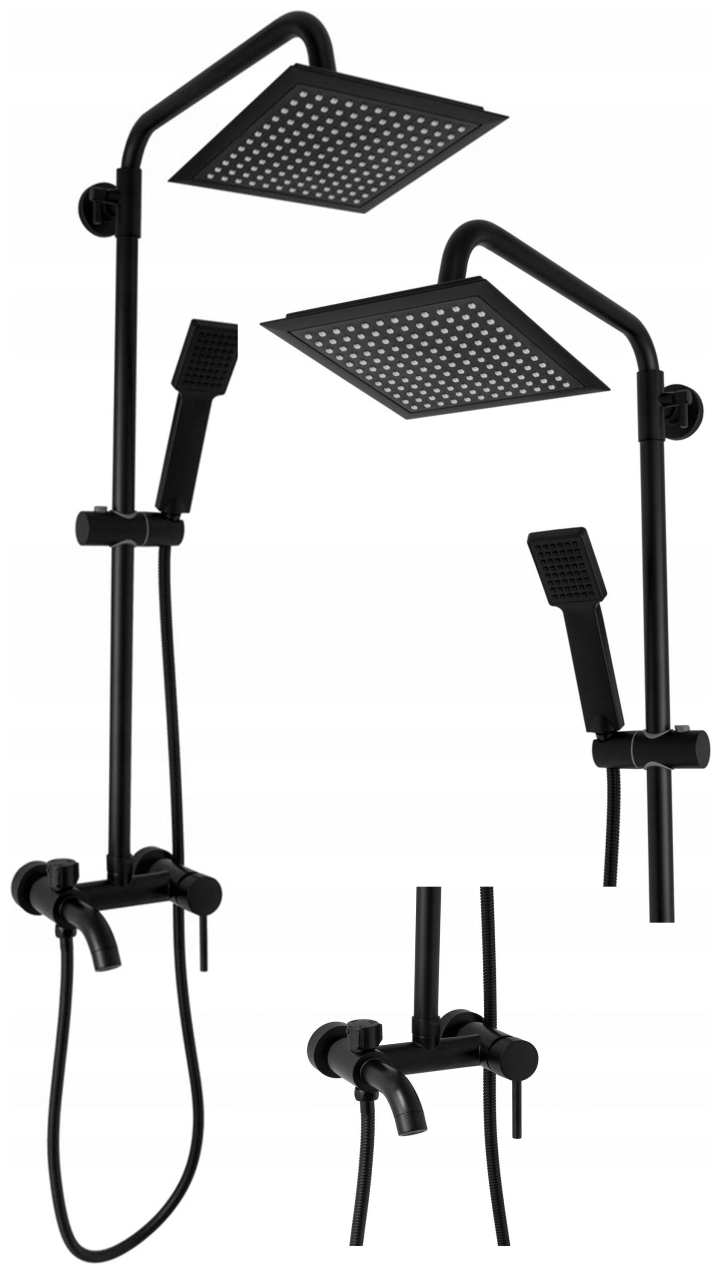 Čierna Sprchová Súprava Slim S Dažďovou Sprchou Štvorcová Kivo