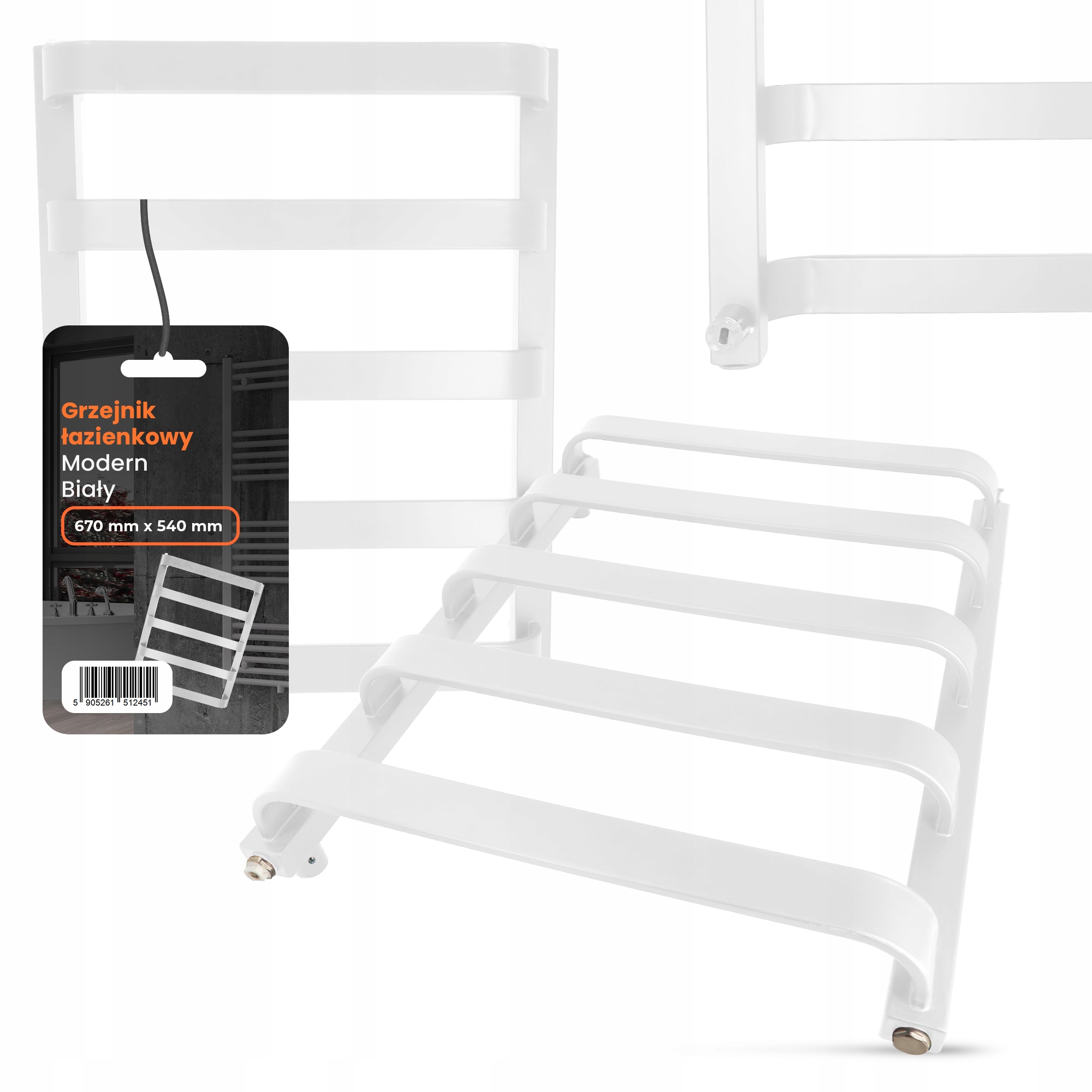 Ohrievač Radiátor Kúpeľňový Rebrík 670 x 540 mm Rebrík Biely Ste 2G-T