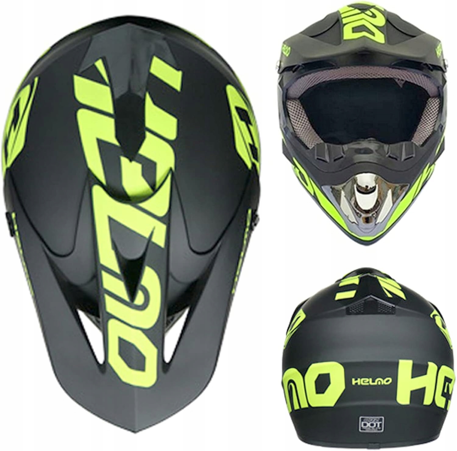 Motokrosová prilba fullface juniorská Atv Dirt Bike Black Yellow M 57-58 cm