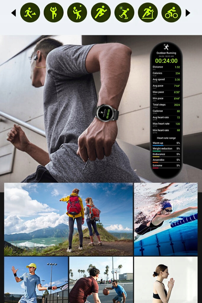 SMARTWATCH ZEGAREK MĘSKI SPORTOWY GPS WODOSZCZELNY ROZMOWY SPORT ZDROWIE Komunikacja Bluetooth