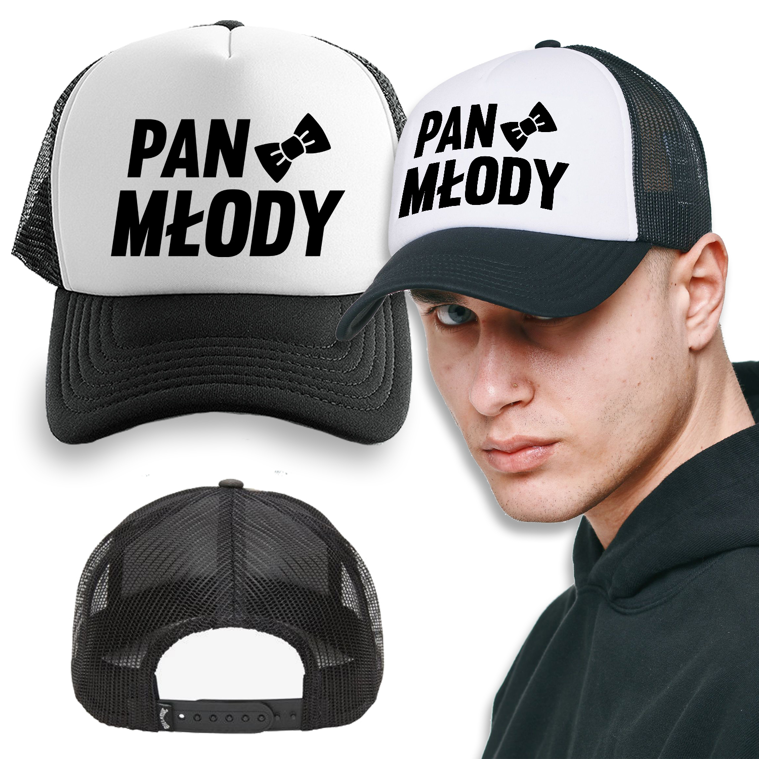 

Czapka Czarna Daszek Wieczór Kawalerski Pan Młody