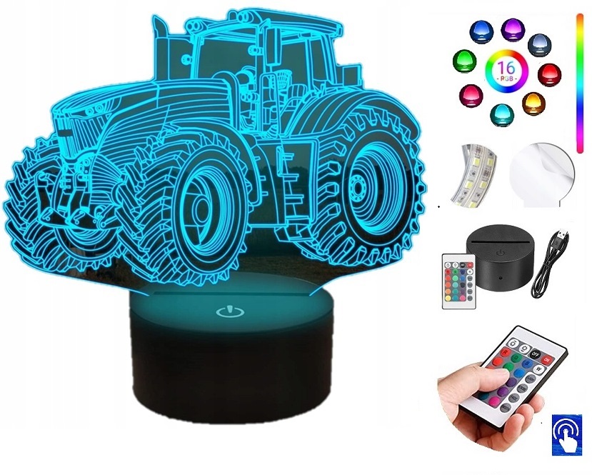 

Lampka Nocna Traktor Farma Ciągnik 3D Led Plexido