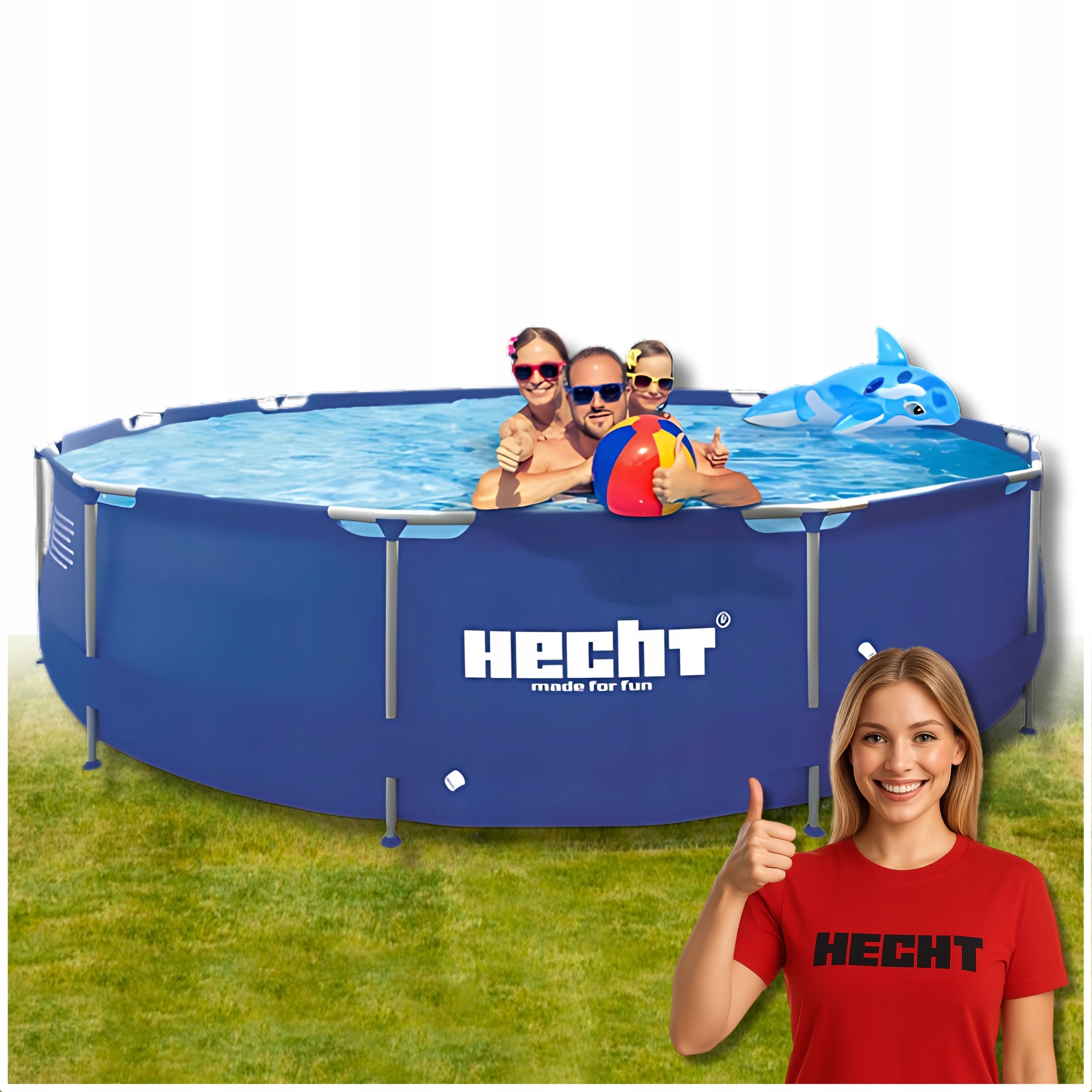 Basen Ogrodowy konstrukcja StalowA 3 Warstwy Materiału Hecht 3690BLUESEA