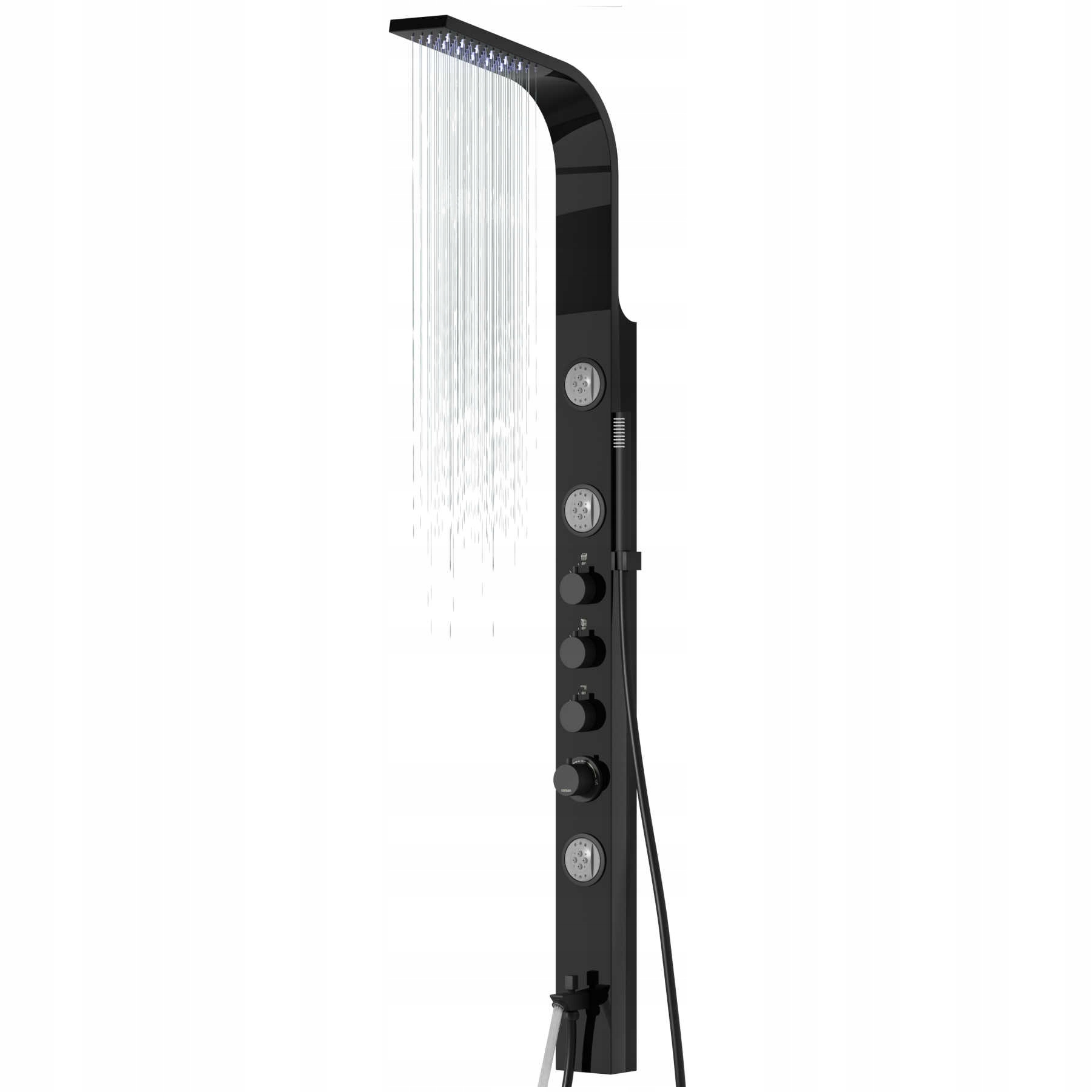 Panel prysznicowy Corsan Snake Mieszacz Czarny stal Led Wylewka
