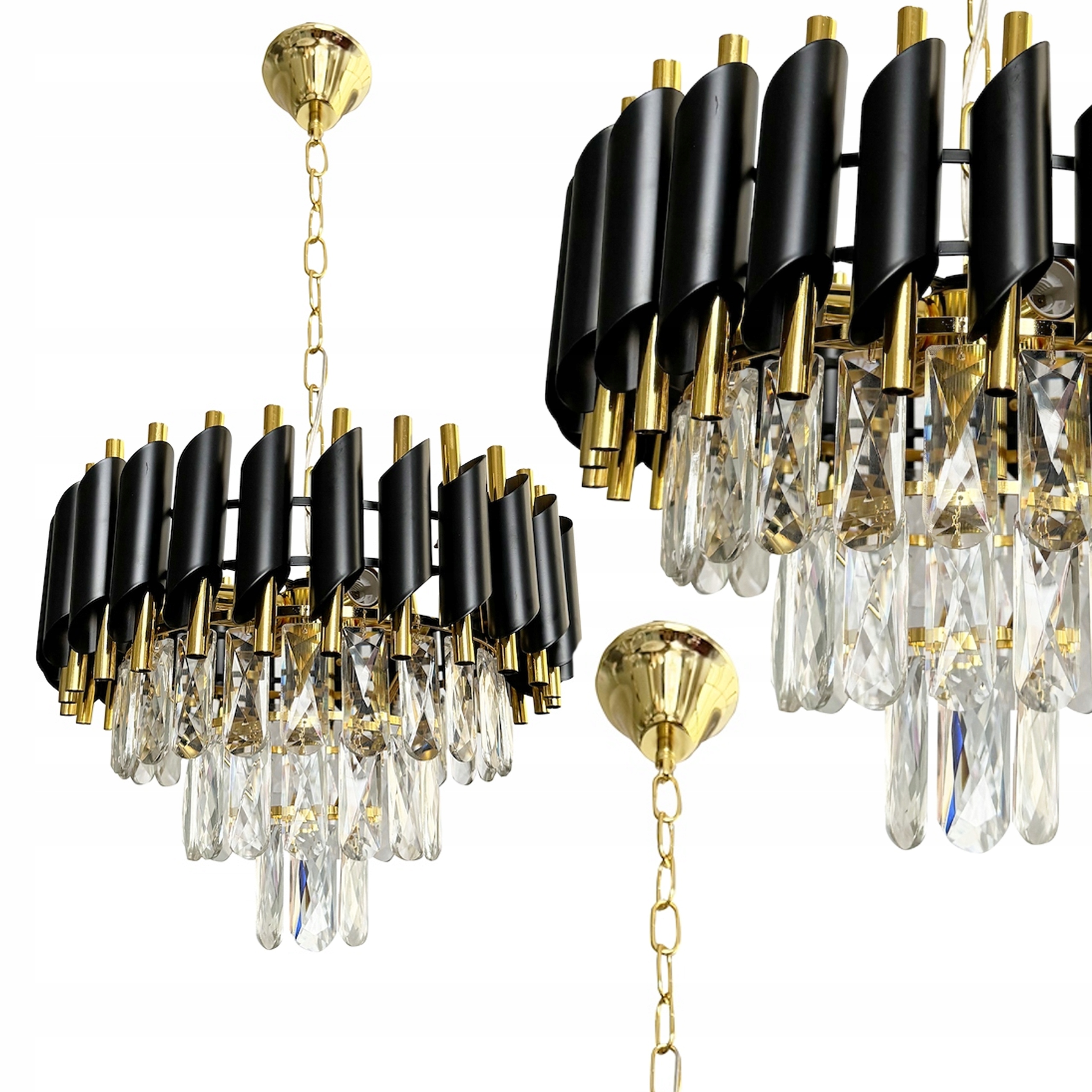 Kryštálový luster Cristal čierno-zlatý 5xE14 38 cm Závesná lampa Obývacia izba