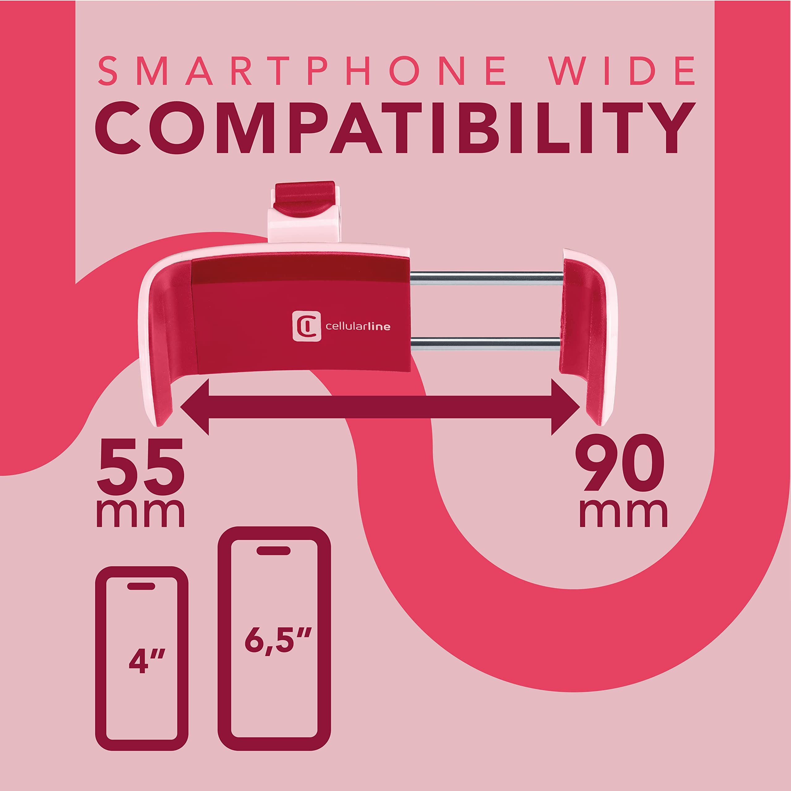 CELLULARLINE Uchwyt Samochodowy Różowy 360° Do Telefonu — miniatura 6