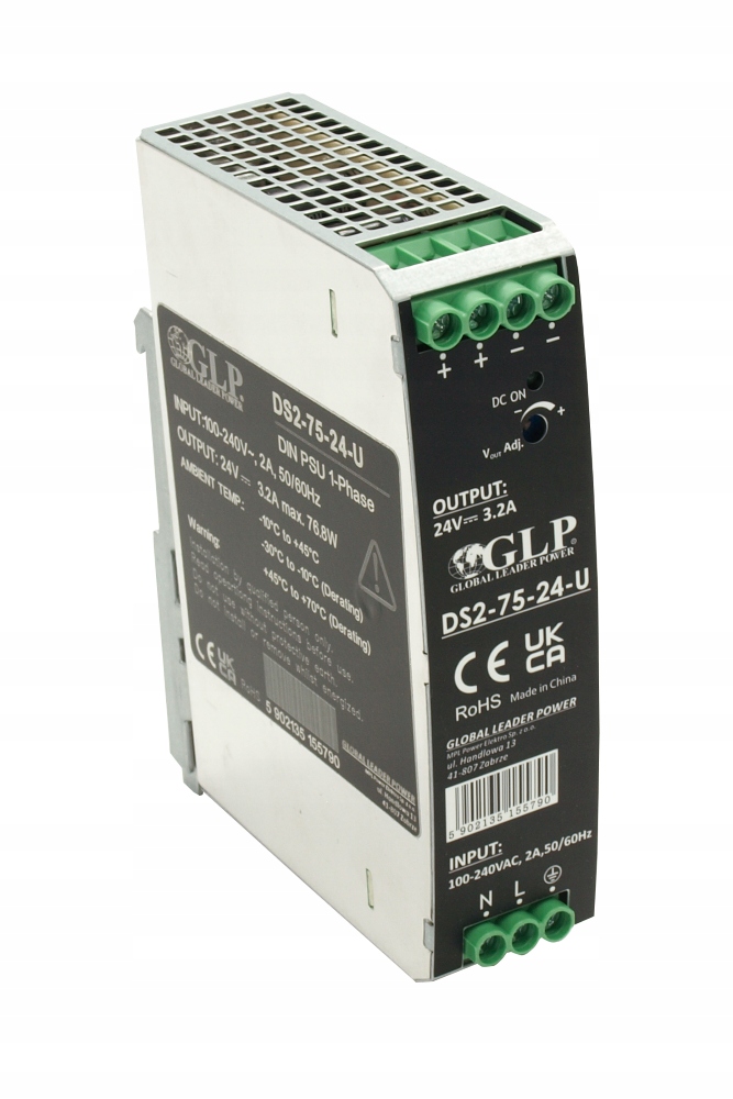 Zasilacz Impulsowy Stałonapięciowy Ac/dc Szyna Din TS35 75,6W 6,3A 12V Glp