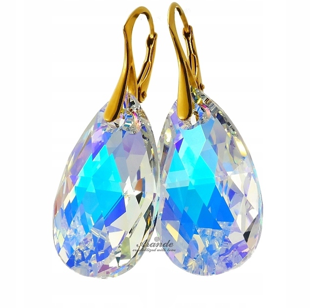 Křišťálové Náušnice Aurora Zlaté Stříbro Arande