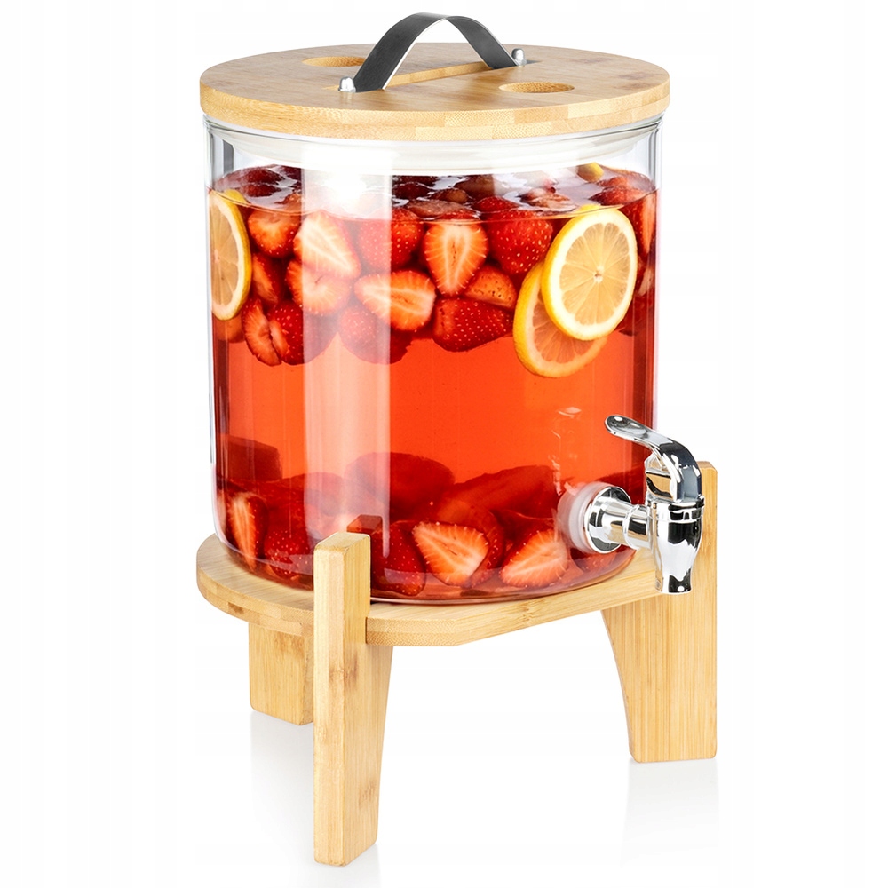 Sklenice S Kohoutkem A Dávkovačem Nápojů Na Ocelovém Stojanu 5 L