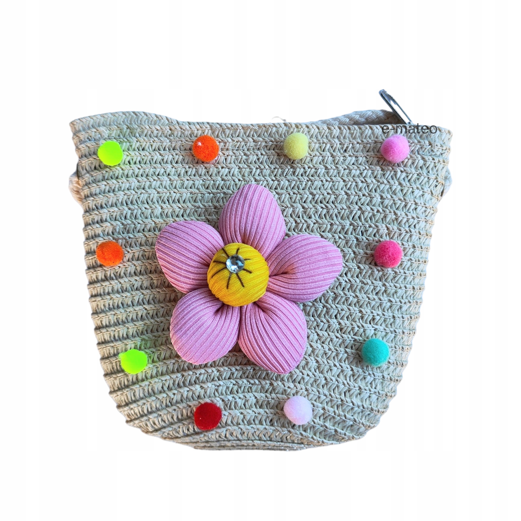 TOREBKA SŁOMIANA DLA DZIEWCZYNKI NA RAMIĘ LATO KWIATEK Marka bez marki