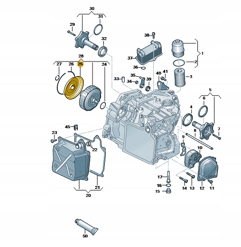Orig. krytka-kapa spojky Dsg Vw Audi Seat Skoda 02E301205C