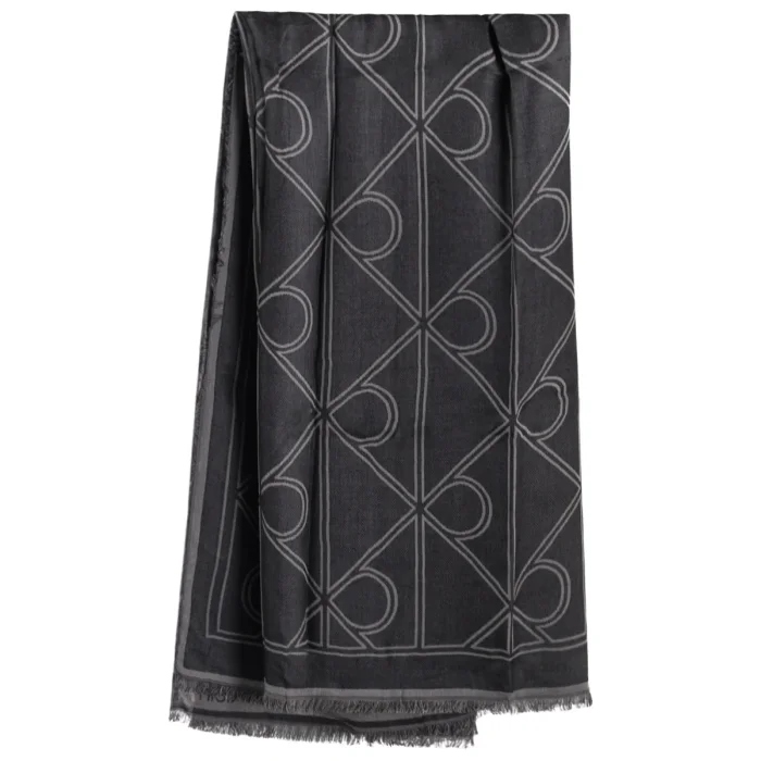 Dámská šála Calvin Klein Emblem Contrast Charcoal LV04D0862G Šedá