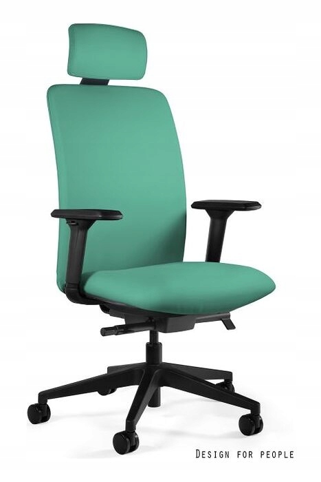 Fotel ergonomiczny do biura z zagłówkiem Eli Unique ekoskóra Zielony