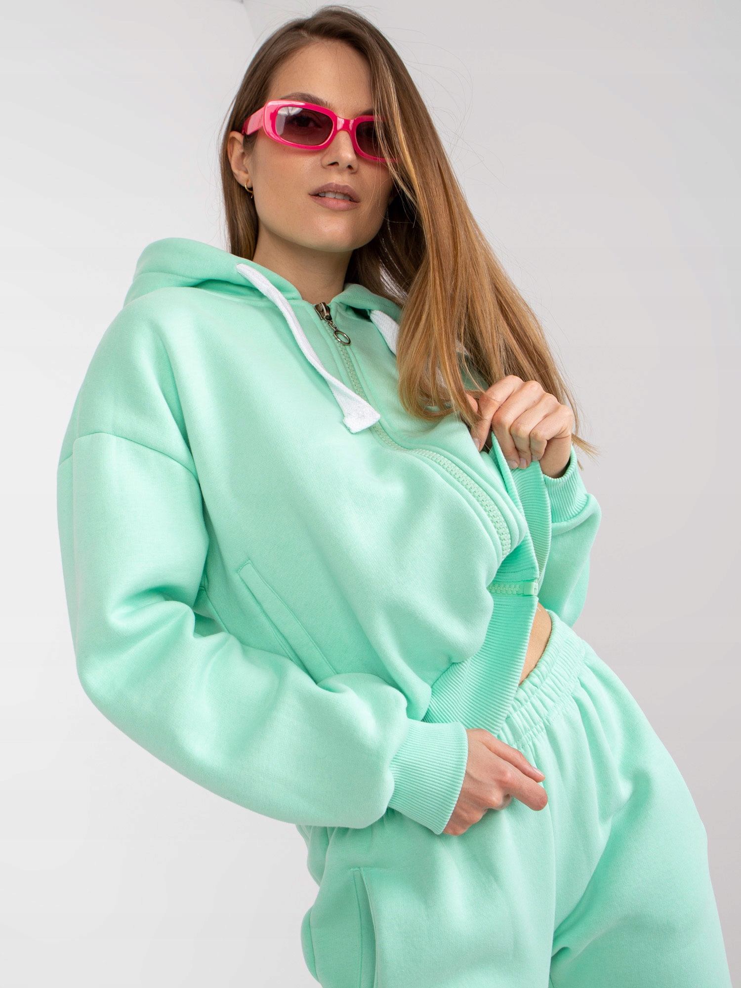 Dresowy Komplet basic damski Bluza kaptur Spodnie Płeć kobieta