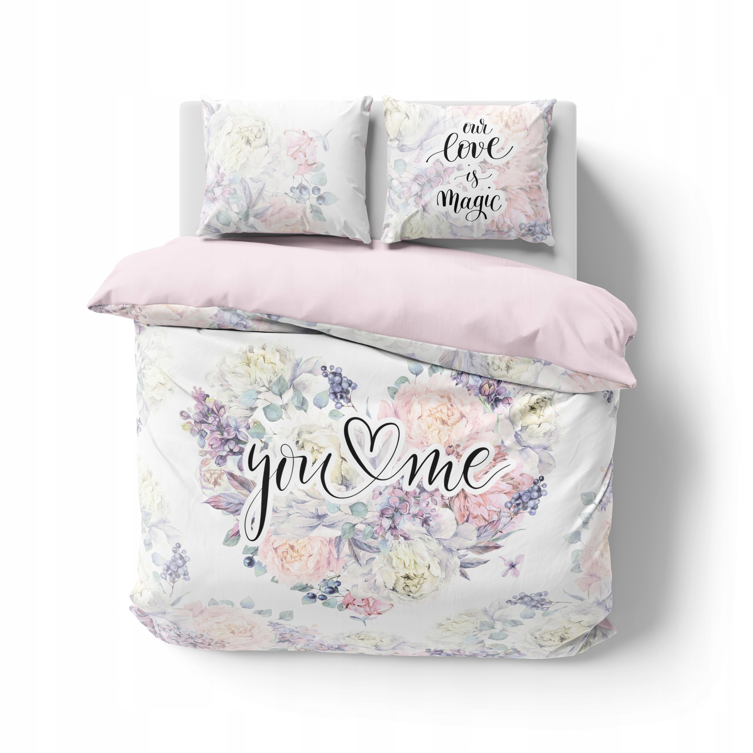 Pościel Bawełniana Serce Kwiaty Ogród Purdowy Róż 160X20 Pastelowe