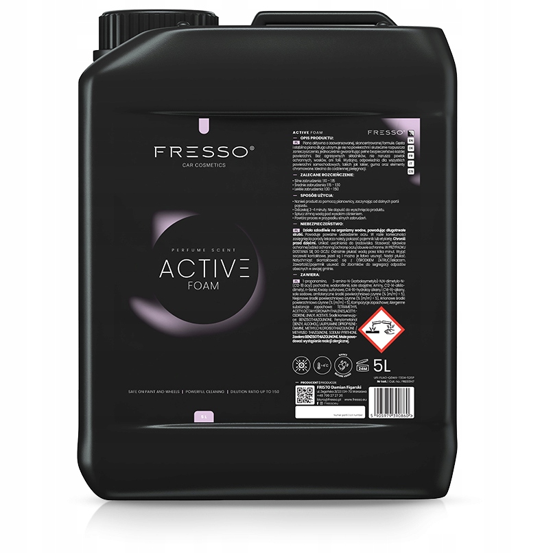 Piana Aktywna Do Mycia Wstępnego Auta Fresso Active Foam 5L Usuwa Brud