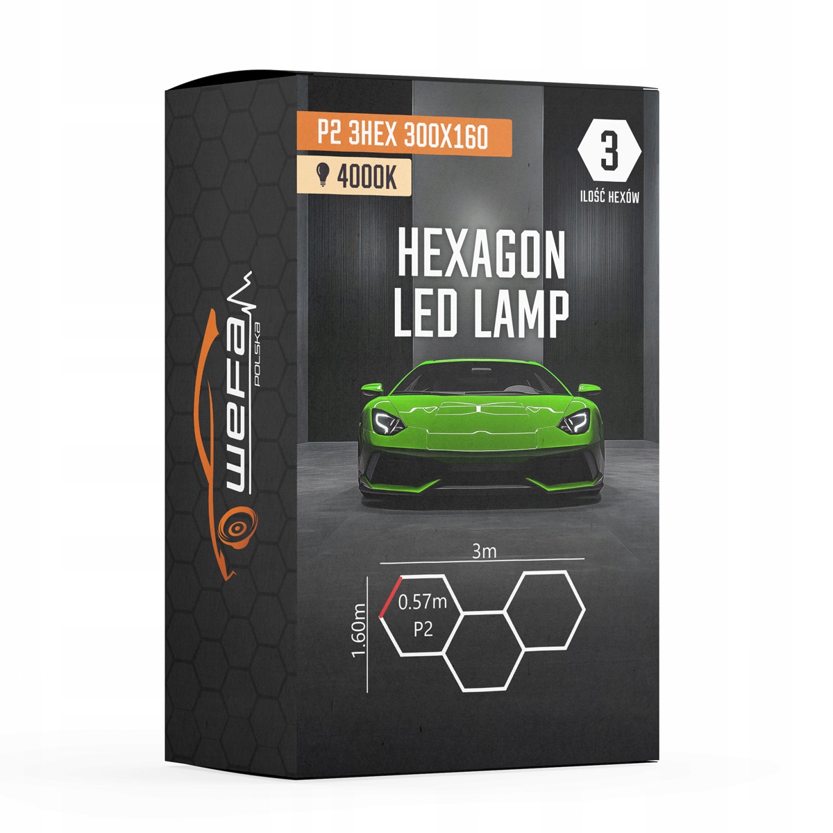 Led lampa Hq Hexagon P2 3HEX 160x300 Medová Plástev Dílna Garáž Obývací pokoj