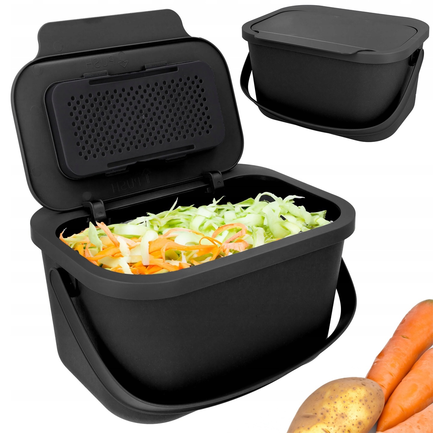 KOSZ NA ŚMIECI DO KUCHNI pojemnik na bio odpady 4.5l z filtrem zapachowym