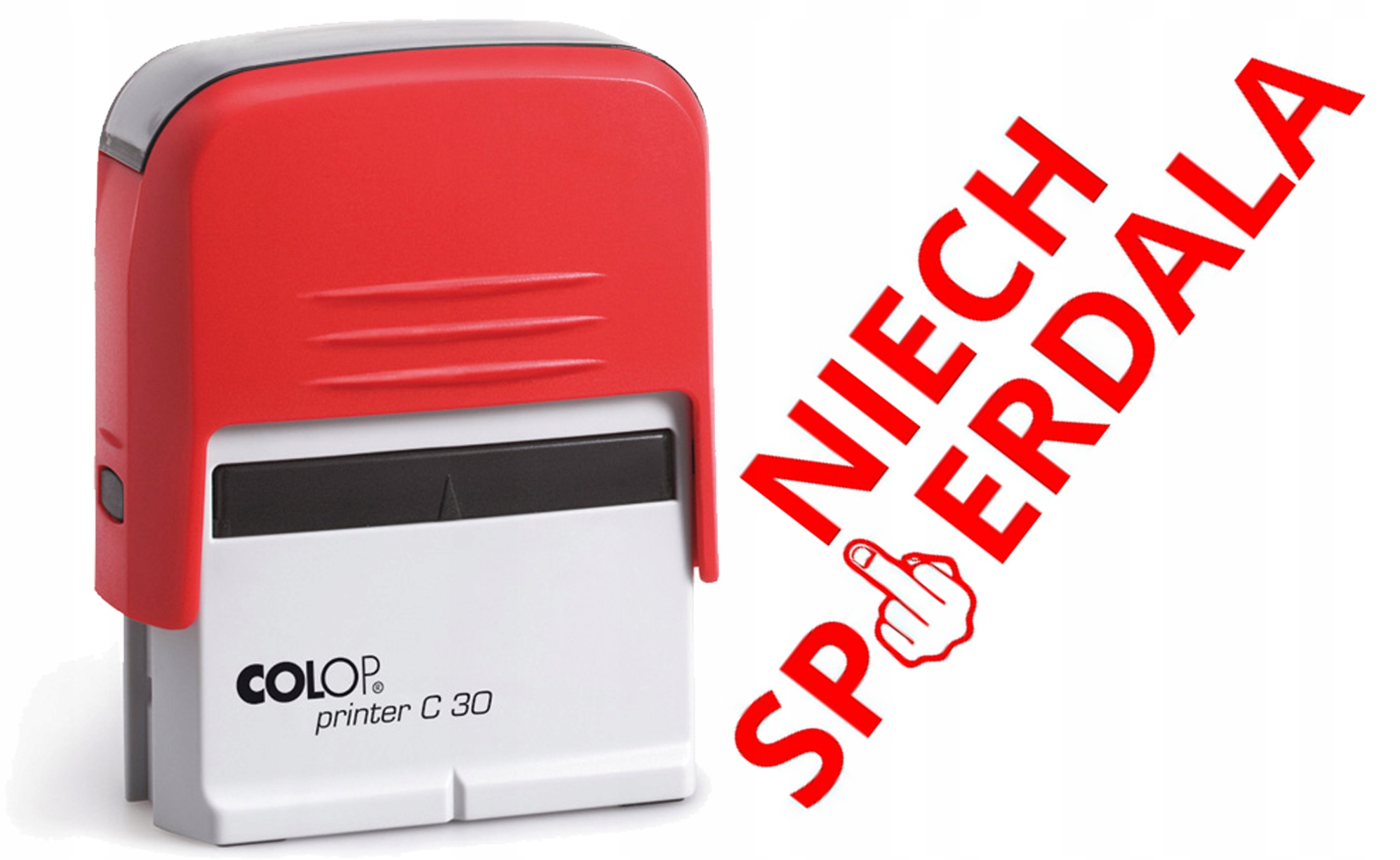 Śmieszna PIECZĄTKA na prezent NIECH SPIER*ALA