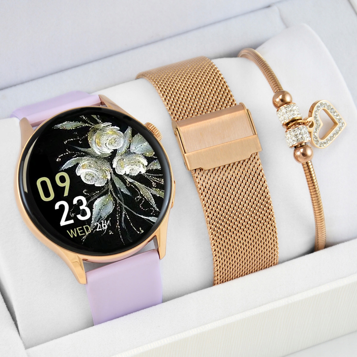 Dámská sada Chytré Hodinky Gravity s Sms, Voláním, Amoled Menu, Pl 2 Řemínky