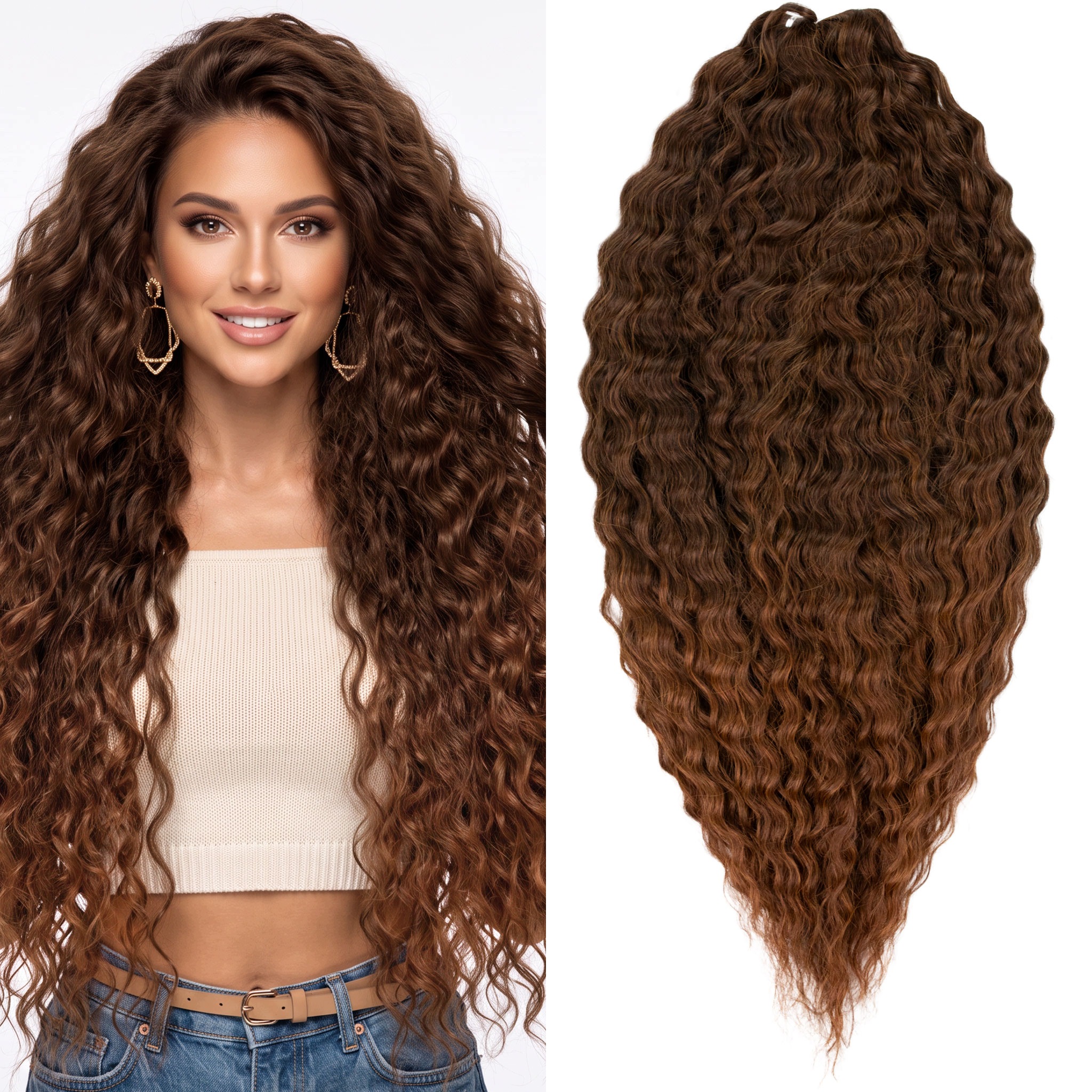 Włosy syntetyczne sztuczne Afroloki Ariel Premium 55cm 300g brąz rudy ombre