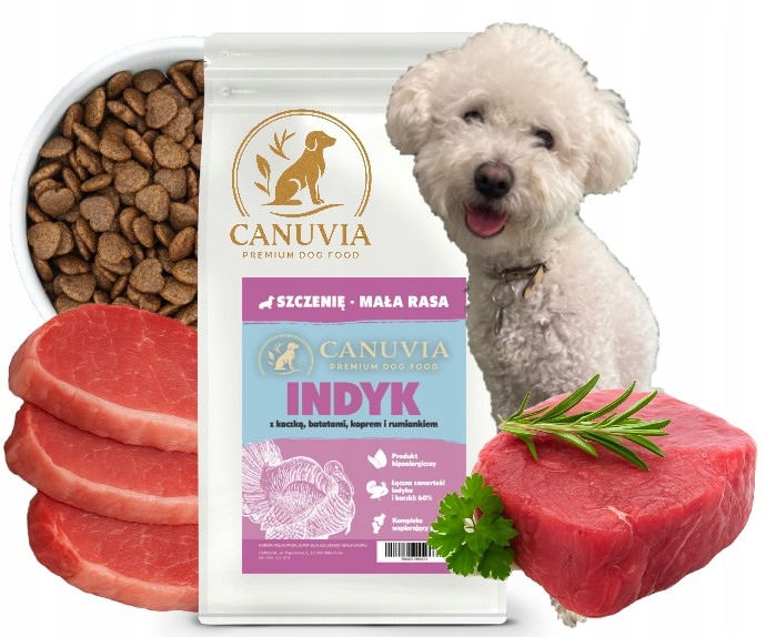 Canuvia karma dla psa Indyk Z Kaczką Junior Mała Rasa 6 kg Hipoalericzna