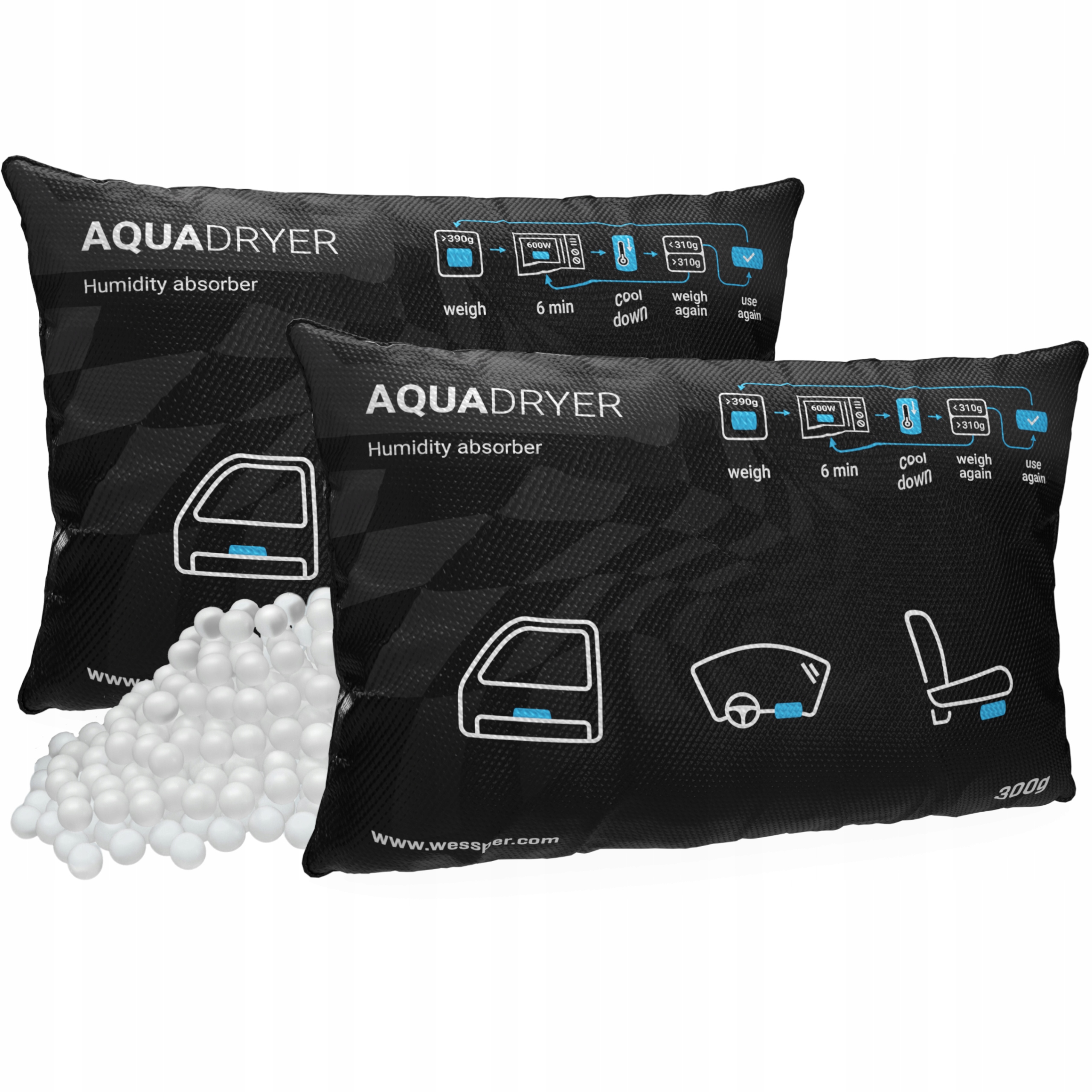 2x samochodowy pochłaniacz wilgoci do auta odnawialny wielorazowy XXL